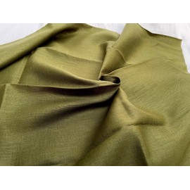 Pure Plain Linen Fabric Material Lightweight Linens for Home Decor, Bedding, Clothes, Curtains - 140cm Wide (Sold by The Metre) (Khaki Green)