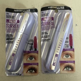 Maybelline New York Lot of 2 - Maybelline the Falsies SURREAL Mascara - 170 BLACKEST BLACK