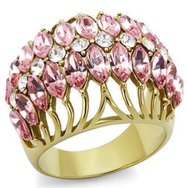 YourJewelleryBox 4108 Simulated Diamond Ring Yellow Gold Pink Sapphire Marquise CUTS Dome Womans Size P USA 8