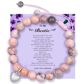 FEBDEY - Bestie Gifts for Women - Christmas Natural Stone Bracelets Trendy Stuff A great & meaningful gift idea for your best friend, soul sister, bestie,bff,etc. (Pink 1 pcs)