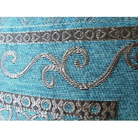 Artbisons Table Runner, 13x72 Inches Double Layer Jacquard Teal and Silver Table Runner with Tassel Mediterranean Collection for Dining Room Dresser Decor