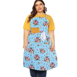 FanChose Plus Size Aprons for Women with Pockets, Men Cotton Kitchen Apron, Canvas Cooking Apron for Barber, Baking, Cooking, Painting, Garden Gardening, Cleaning, BBQ