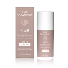 Baie Botanique Soleil - Organic Face Sun Protection SPF 50 - Vitamin C Sun Protection for the Face - Hyaluronic Acid Sun Protection for the Face - Sun Protection Light Tinted - Wide Spectrum