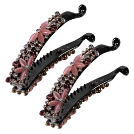 PACKOVE 2pcs Rhinestone Banana Hair Clips Lightweight Alloy Hair Styling Clamps for Women Opal Inlay Ponytail Accessories Elegant and