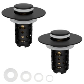Universal Bathroom Sink Stopper Hair Catcher Upgraded with 2-Layer Detachable Filter Basket, 4 in 1 Pop Up Drain Strainer, Anti-Clog, Odor-Block, Fit for 1.1''~2.36'' Sinks, 2PCS, Matteblack