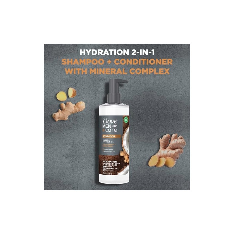 Dove Men+Care 2-in-1 Shampoo + Conditioner Ginger & Coconut Oil
