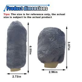 2PCS Plush Car Gear Shift Knob Cover & Handbrake Cover, Soft Fluffy Shift Knob Brake Handle Protector, Universal Car Interior Accessories (Gray)