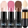 3 Colors Cream Contour Stick, Shades with Highlighter Stick,Blush Stick