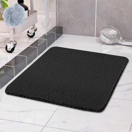 COSYLAND Non-Slip Shower Mat 60 x 60 cm - Shower Mat Non-Slip with Drain - Soft PVC Loofah Non-Slip Mat Bath - Quick Drying Bath Mats - Black