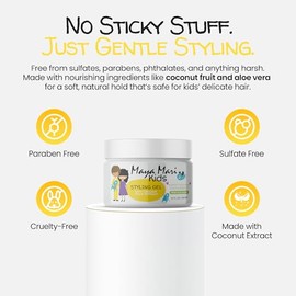 MAYA MARI Gel Para Peinar El Cabello Para Niños Con Extracto De Coco | Gel Para El Cabello De Bebé Seguro Y Suave | Productos Para El Cabello Para Niños Pequeños Sin Sulfatos Para Niños Y Niñas, 12 Oz