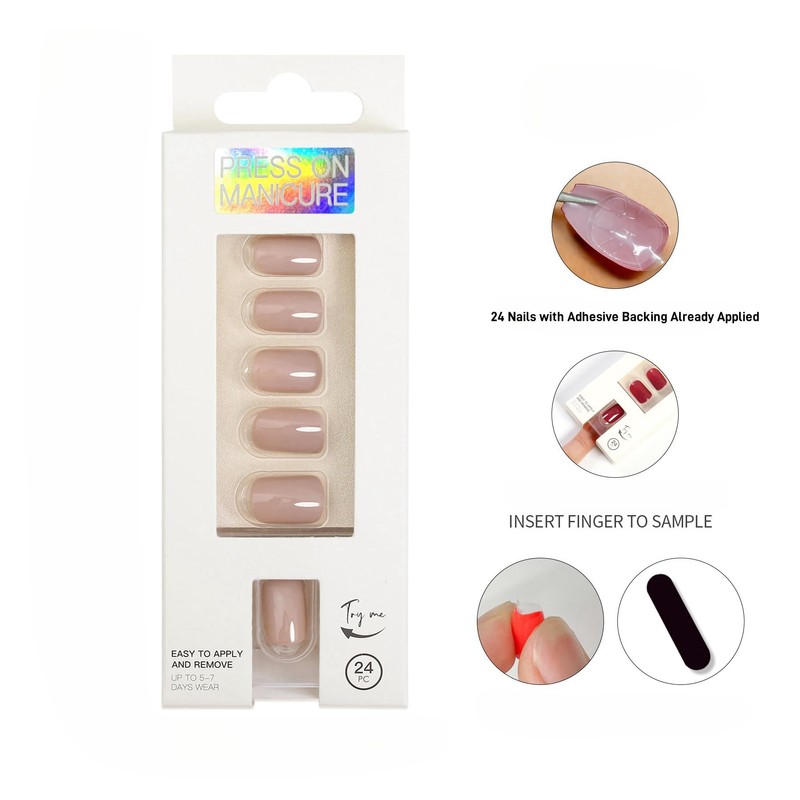 Hamefen Press On Nails, 24 Nails with Adhesive Backing Already