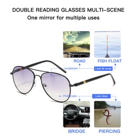 2 pares de gafas de sol de lectura invisibles bifocales vintage de aviador protección UV bisagra de resorte lectores de sol gafas de luz azul para hombres mujeres deportes conducción gafas 2.5