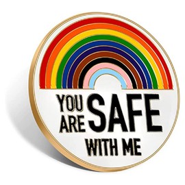 YOU ARE SAFE WITH ME,Enamel Pins,Rainbow Brooch Lapel Pin,Nurse Doctor Medical Students Police Pins, Funny Cute Badge Jewelry Gift-A