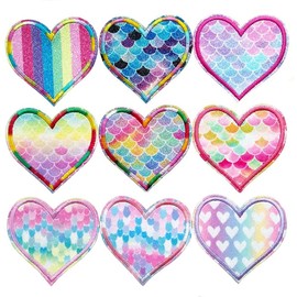 TIANYING Fashionable Iron Heart Patch, Applique Cute Embroidery Patch, Decorative Patch, DIY Clothes Repair, School Admission Mark (Heart Patch, Set of 18)