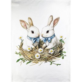 Half a Donkey Bunnies in the nest large cotton tea towel