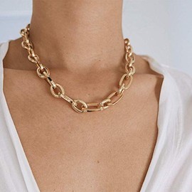 Relovet Chunky Choker Gold Chain Thick Necklace Large Link Jewelry for Women