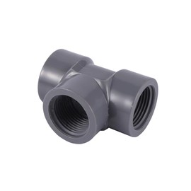 WeltenMarkt PVC-U T-Stück 90° 40 mm x 1" x 40 mm, Gewindefitting mit Klebe-Muffe, 10 Bar Druck, Grau, für inländisch Wassersysteme, Bewässerung & Schwimmbäder