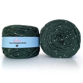 Tweed Twinkles Bulky, Super Soft Baby Blanket Textured Speckled Yarn Pack of 2 (400yds/400g), 5 Bulky Chunky Weight (Hunter Green)