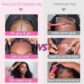 Ablvari Glueless Bob Wigs Human Hair 4x4 Water Wave Closure Bob Wig Human Hair Wear and Go Glueless Wig Pre Plucked Pre Cut Wig Human Hair Natural Hairline 180% Density （14inch）