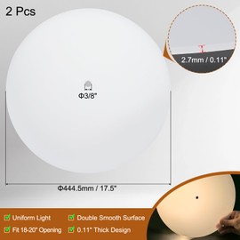 PATIKIL Lampshade Diffuser, 2 Pcs 17.5" Diameter with 3/8" Center Hole Round Diffuser 2.7mm Thick for Drum Lampshades Pendants Light Fits 18-20" Openings, Translucent White