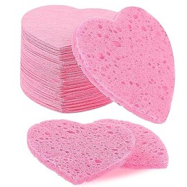 60 Pieces Heart Shape Compressed Face Sponge Pads for Washing Face Cleansing Makeup Removal.