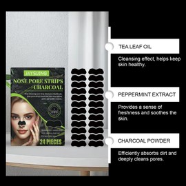 Nose Pore Strips With Charcoal, 24 Pieces, Clean Pores And Remove Blackheads, Efficient Adsorption, Fresh Smell