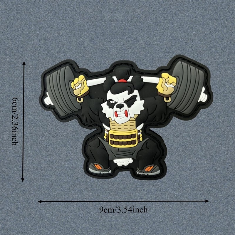 Patches for Backpacks, Barbell Fitness Panda PVC Patches Embroidered Tactical