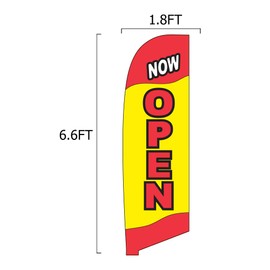 Vispronet Now Open Small Feather Flag Kit with Ground Stake – Stands About 8.2ft Tall – Great for Businesses, Storefronts, Job Fairs, and Festivals – Printed in The USA