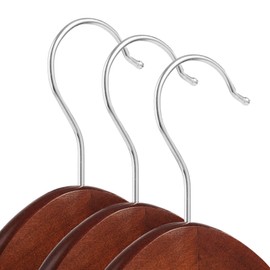 Casafield - 40 Walnut Wooden Suit Hangers - Premium Lotus Wood with Notches & Chrome Swivel Hook for Dress Clothes, Coats, Jackets, Pants, Shirts, Skirts