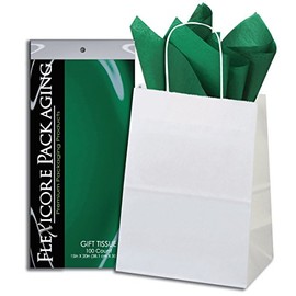 5ct White Paper Gift Bags + 10ct Gift Tissue