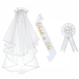 Pearl Bridal Headband Set, Bride Badge for Bridal Shower, Bride to be Sash,Bachelorette Party Decorations Be Bride Wide Pearl Headband for Bachelorette Party Bridal Headpiece (3PCS)