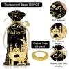 Whaline Whaline 100Pcs Eid Mubarak Cellophane Treat Bags with Ribbon