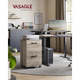 VASAGLE 2-Drawer File Cabinet, Small Rolling Filing Cabinet for Home Office, Printer Stand, for A4, Letter-Size Documents, 15.7 x 16.5 x 27.6 Inches, Straw Yellow UOFC040Y70