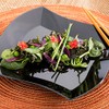 Restaurantware Aqua Plate Black Plastic Wavy Plate - Elegant Perfect