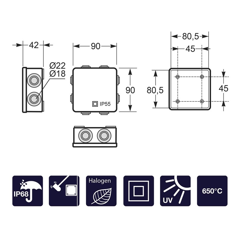 FAMATEL Set of 6 Waterproof Boxes (3002) | IP65 |