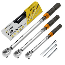 WAXTRON 3-Piece Click Torque Wrench Set ±3% Accuracy - 1/4" (20-240 in.lb), 3/8" (5-45 ft.lb), and 1/2" (10-170 ft.lb), for Automotive, Motorcycle & Bike Repair