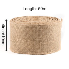 ZOENHOU 4 Inch 54 Yard Natural Fabric Burlap Ribbon, Natural Jute Crafts Ribbon, Beautiful Fabric Ribbon for Christmas, Arts, Crafts, Gift Wrapping, Wedding Events, Party and Home Decor