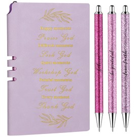 4 Pcs Christian Gifts for Women Christian Leather Notebook Bible Verse Ballpoint Pen Sunday School Journal Religious Catholic Inspirational Appreciation Gifts for Church Pastor Birthday Christmas