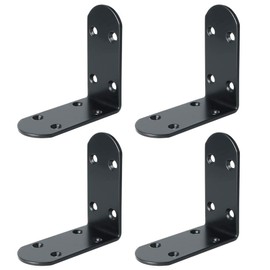MOOCHE Pack of 4 8.5 cm L Brackets, Stainless Steel Heavy Duty Corner Brace Angle Brackets, Floating Shelf Brackets for Wooden Board, Door, Partition or Bed, Sofa, Black