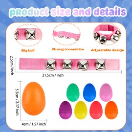 42 Pcs Shaker Musical Instruments Set Include 28 Pcs Colorful Egg Shaker and 14 Pcs Wrist Hand Band Jingle Bells for Musical Learning Toy Birthday Gift Christmas Party Favors , 7 Colors