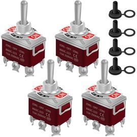 weideer weideer 4Pcs Waterproof Momentary Toggle Switch 12V 30A (ON)-Off-(ON) 6 pin DPDT Heavy Duty Marine Switch with Waterproof Cap for Auto Car Boat KL-C223-4P