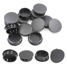 BOPOREAE 15PCS 1-1/4 In/32 mm Plastic Hole Plugs, Black Flush Mount Panel Plugs Button Locking Snap in Locking Screw Hole Cover, Tubing Post End Cap for Chair Table Furniture Cabinet