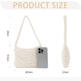EVEOUT Crochet Handbag for Women Girls Small Knitted Clutch Tote Summer Woven Shoulder Bags, beige, clutch