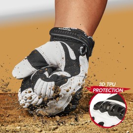 VGO 1 Pair Full Finger Touchscreen Motorcycle Gloves | Goatskin Leather Palm | TPU Knuckle Armor | Anti-Shock Powersports Gear for Men| Heavy-Duty for Cycling, Construction, ATV (GA5179HL,Black,XL)