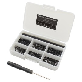 300pcs M1.4 Series Cell Phone Screws Set for Android Smartphone, Phillips Wafer Head, Black Zinc, 6 Size, with Screw Driver