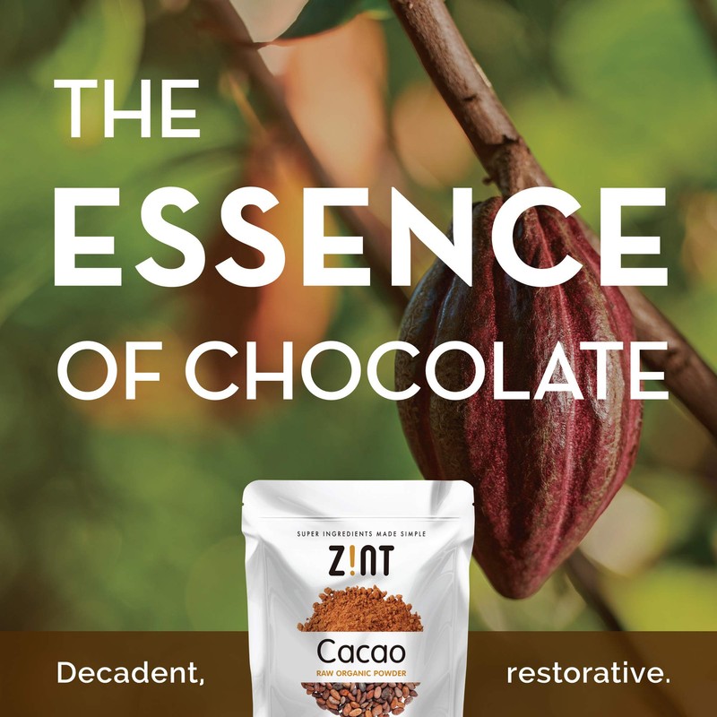 Zint Organic Cacao Powder (16 oz): Raw Non-Alkalized Chocolate With