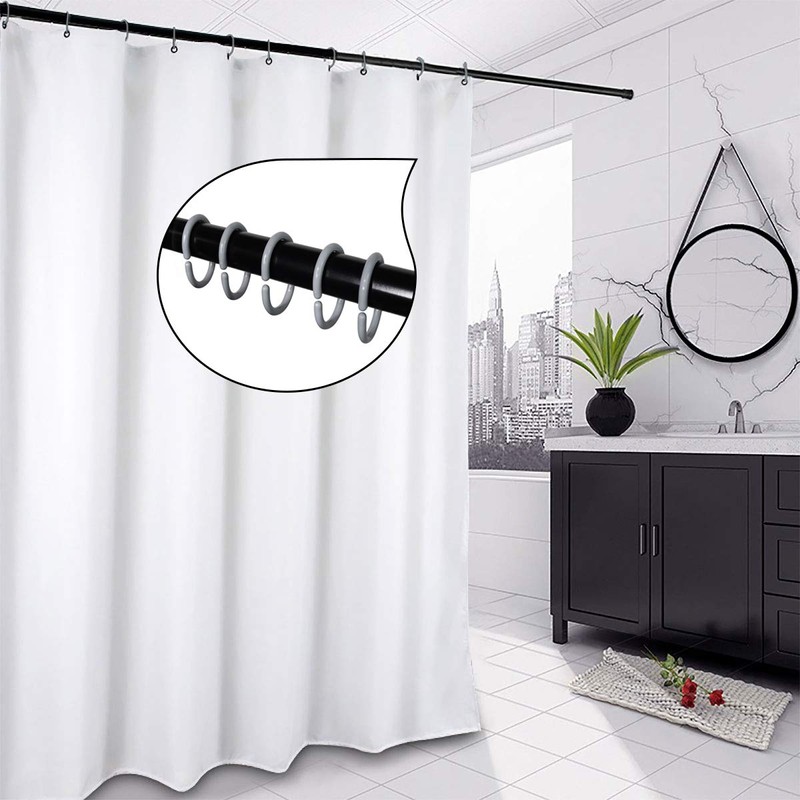 Qulable 24 pcs Shower Curtain Rings Plastic Shower Curtain Hooks