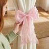 PASDUCHAS 4 Pack French Silky Bow Curtain Tiebacks, Pink Ribbon