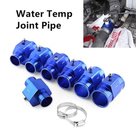 Yctze Universal Car Hose Adapter, Aluminium Alloy Water Temperature Connection Pipe, Hose Temperature Sensor Adapter, Blue (34 mm)