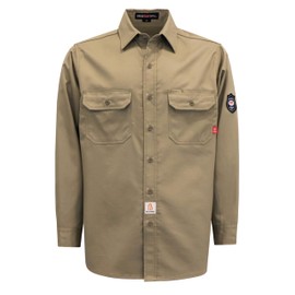 BOCOMAL FR Shirts Flame Resistant Shirt NFPA2112/CAT2 7.5oz Fire Resistant Khaki Men's Fire Retardant Workwear Welding Shirt